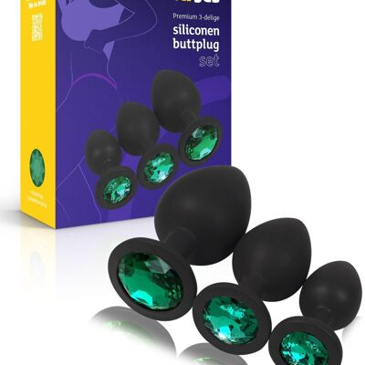 Juego de Plug Anal de Silicona - Verde