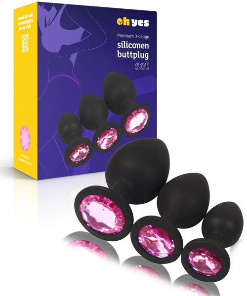 Siliconen Buttplug Set - Roze