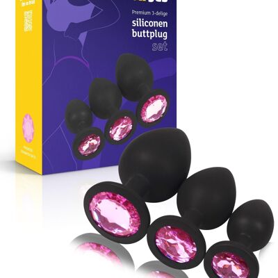 Set di plug anale in silicone - rosa
