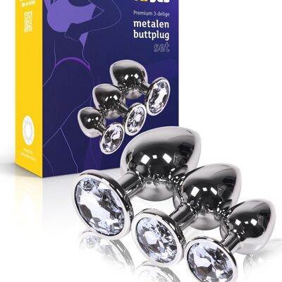 Analplug-Set aus Metall - Weiß