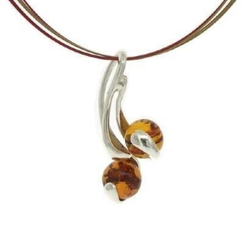 Cognac Amber Curls Drop Necklace and Presentation Box