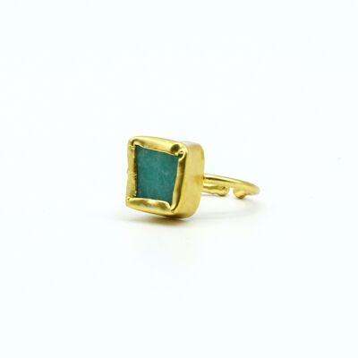 Square green Amazonite ring.   Spring.   Hand made.   Weddings, guests.
