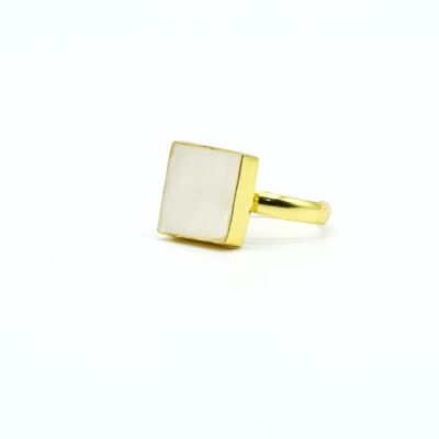 Shell Women's Ring: Mop.   Golden and square.   Trend.   Golden.   BHandmade.   odes, guests.