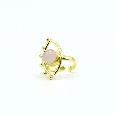 Pink Eye Ring.   adjustable.   Golden.   Hand made.   Weddings, guests.