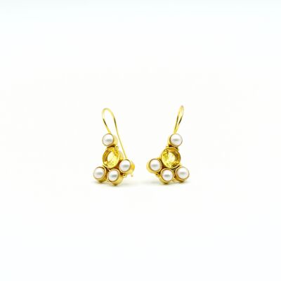 Boucles d'oreilles perle et cristal jaune