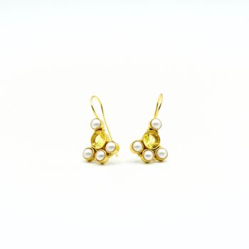 Boucles d'oreilles perle et cristal jaune 1