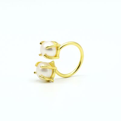 Anillos de mujer, dorado de Perlas,  ajustable. Moda . Joyas. Dorado. Hecho a mano. Bodas, invitadas.