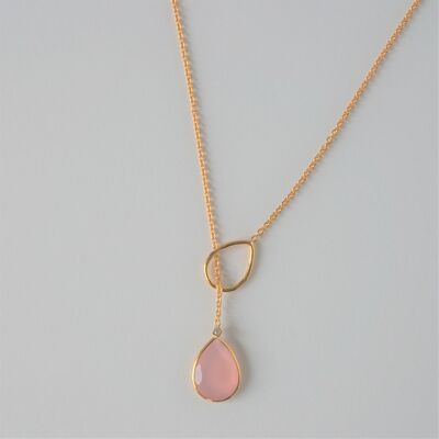 Crossed pink Chalcedony Water pendant.