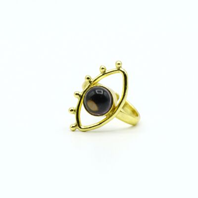 Purple Eye Ring.   Adjustable.   Golden.   Weddings, guests.   Hand made.