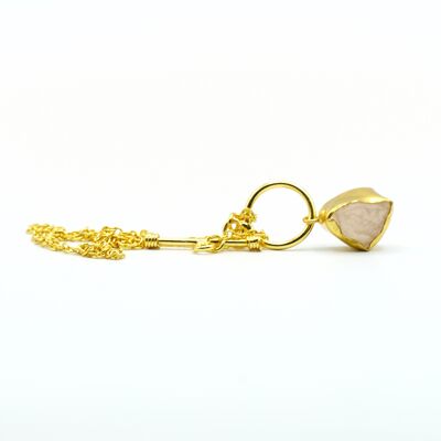 Crossed rose quartz pendant.   Golden.   Hand made.   weddings, guests.