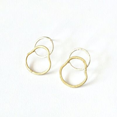 Gold and silver earrings.   Golden.   Hand made.   Weddings, guests.