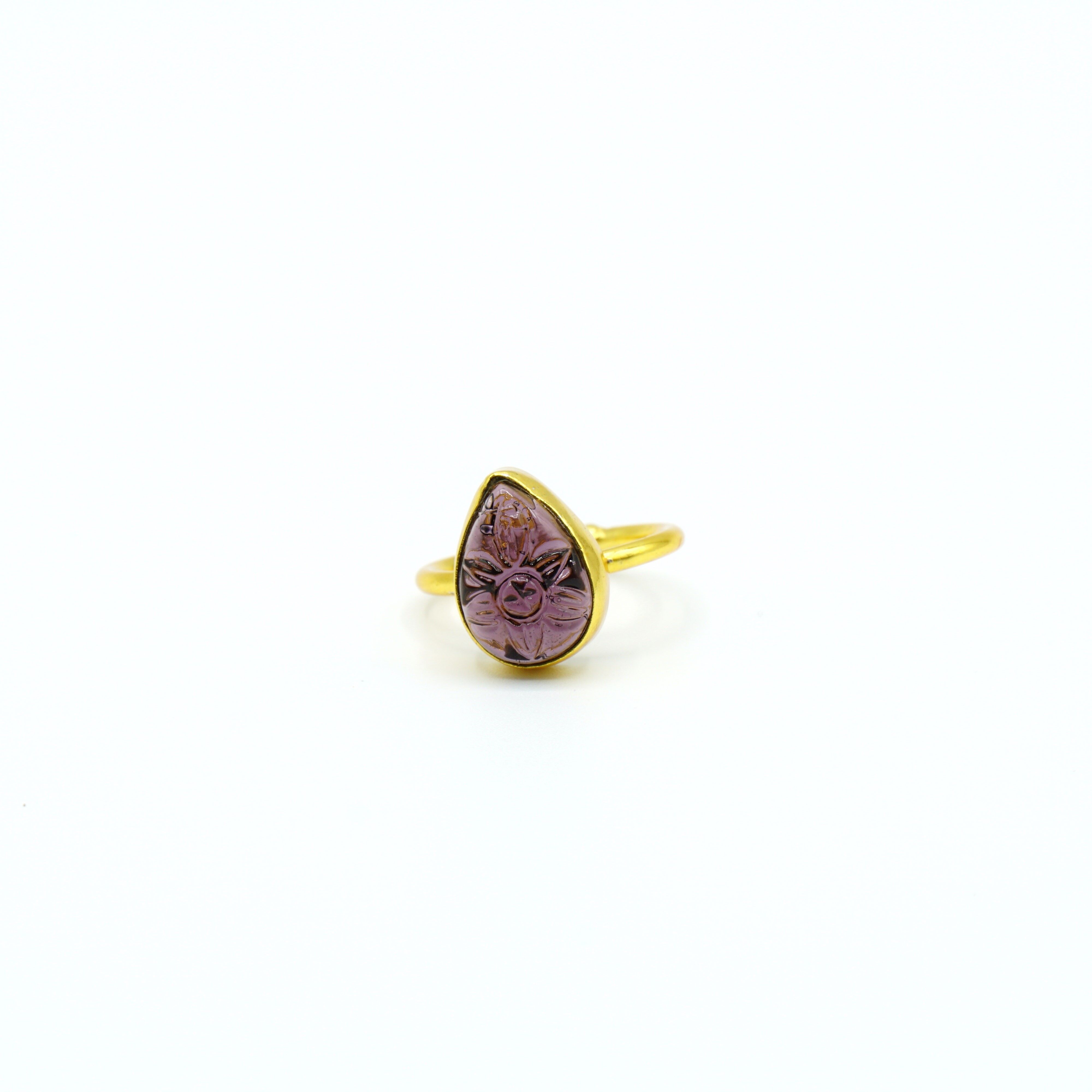 Anello a goccia di quarzo viola