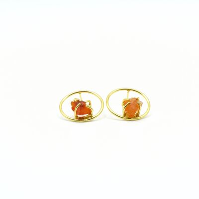 Pendientes aros, de mujer, con Cornalina,  ajustable. Moda . Dorados.  Dorado.  Hecho a mano. Bodas, invitadas.