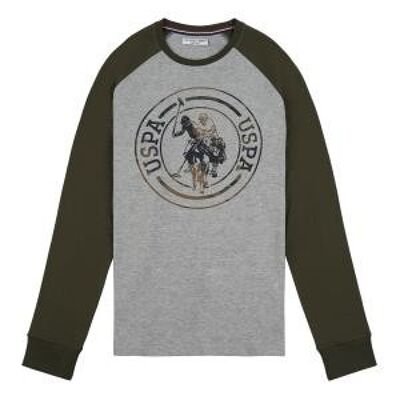 Camo Filled Graphic LS Raglan Tee , Vintage Grey Heather