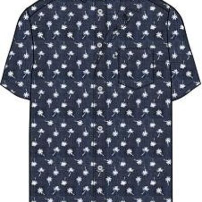 Palm Print Slub SS Shirt , Navy Blazer