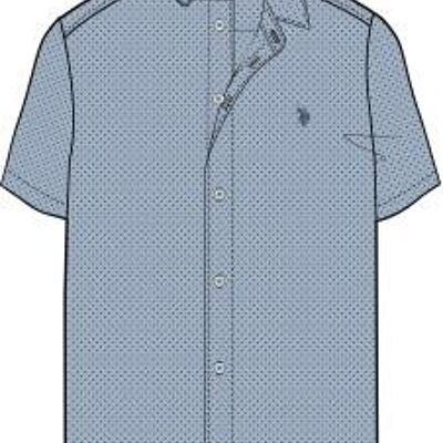 Poplin Printed Dot SS Shirt , Navy Blazer