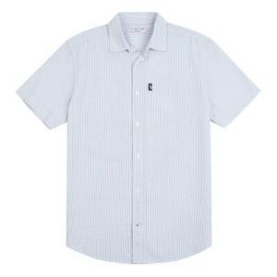 Seersucker Stripe SS Shirt , Blue Fog