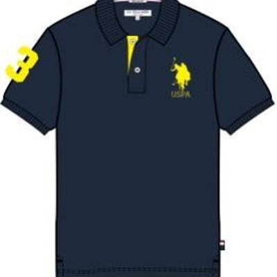 Player 3 Polo Regular Fit , Navy Blazer Yellow DHM