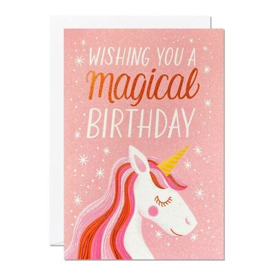 Compleanno Unicorno | Biglietto d'auguri per animali | Biglietto di auguri per bambini