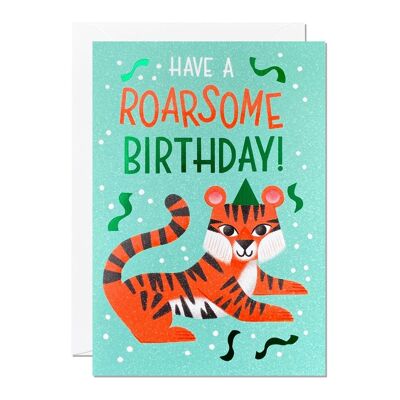 Tigre di compleanno | Biglietto d'auguri per animali | Biglietto di auguri per bambini