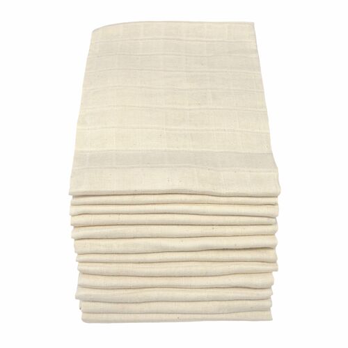 MuslinZ 12pk 100% Cotton Muslin Squares Natural Unbleached - 70cms