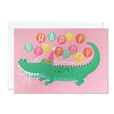 Alligatore di compleanno | Biglietto d'auguri per animali | I bambini salutano