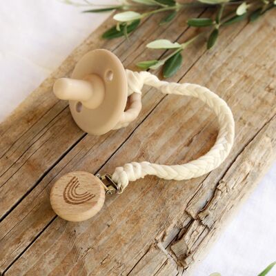 Macrame pacifier clip - BEIGE