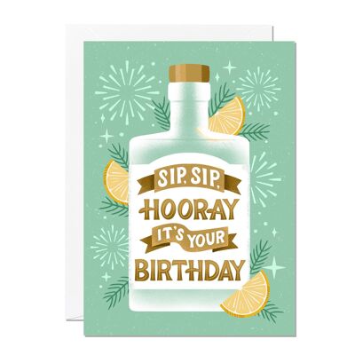 Sip Sip Hurra | bebidas tarjeta de felicitación | Tarjeta de cumpleaños masculina