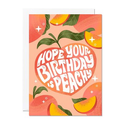 Anniversaire pêche | Carte d'anniversaire colorée | Carte de voeux