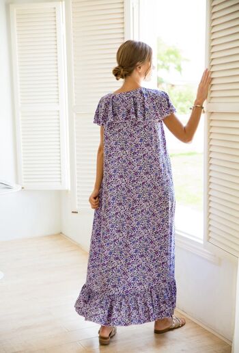 Robe longue à imprimé bohème avec col V 5