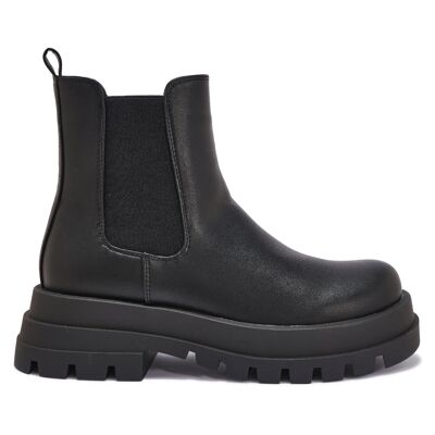 DOUBLE CHUNKY SOLE CHELSEA BOOT - BLACK/PU/SYNTHETIC