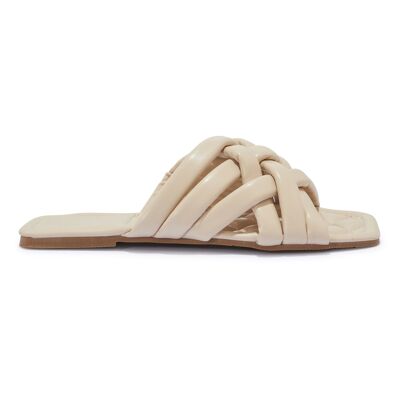 PADDED STRAP FLAT SANDAL - NUDE/PU/SYNTHETIC
