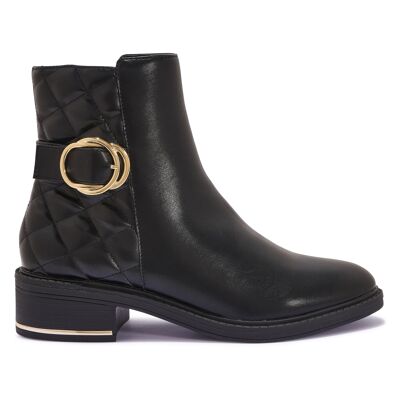 TWIN BUCKLE DETAIL QUILTED ANKLE BOOT