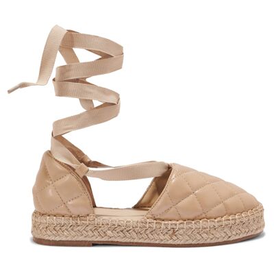 QUILTED PUT TIE UP RIBBON ESPADRILLE - NUDE/PU/SYNTHETIC