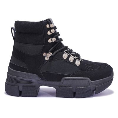 LACE UP HIKER BOOT CHUNKY TRAINER - BLACK/MICROFIBRE/SYNTHETIC