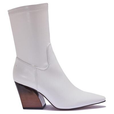 Pointed Ankle Boots - WHITE/STRETCH/PU/SYNTHETIC