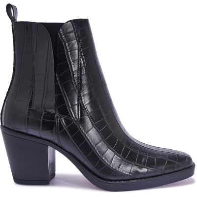 Ankle Boots - BLACK/CROC/PU/SYNTHETIC