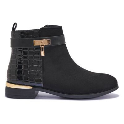 WIDE FIT LOW HEEL CHELSEA BOOT - BLACK/MICROFIBRE/SYNTHETIC