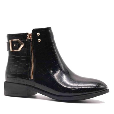 LOW BLOCK HEEL CHELSEA BOOTS WITH GOLD ZIP DETAIL - Z-14