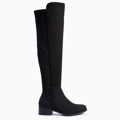 Flat Over The Knee Boot - BLACK/MICROFIBRE/SYNTHETIC