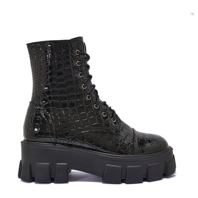 Ankle Boots - BLACK/CROC/PATENT/SYNTHETIC - Z-14