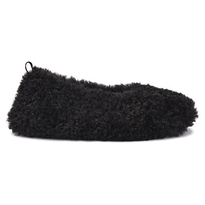 COSY FAUX FUR SLIPPERS - BLACK/FUR/SYNTHETIC