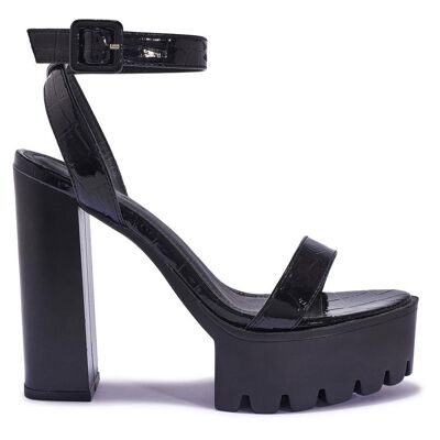 Heel Sandals - BLACK/CROC/PU/SYNTHETIC