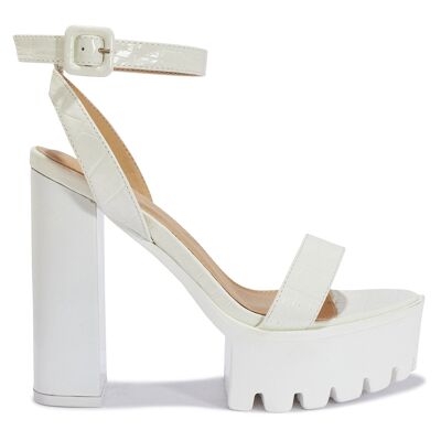 Heel Sandals - WHITE/CROC/PU/SYNTHETIC