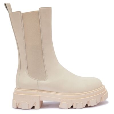 CLEATED DOUBLE SOLE ELASTIC GUSSET BOOT - PUTTY/PU/SYNTHETIC
