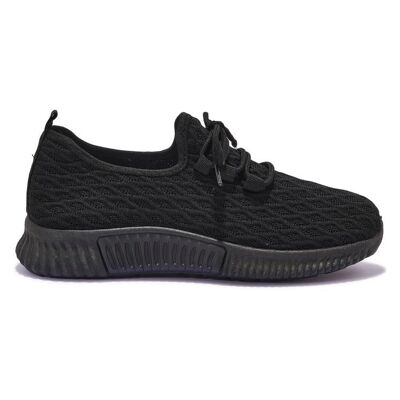 LACE UP KNITTED TRAINER - BLACK/KNIT/TEXTILE