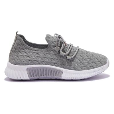 LACE UP KNITTED TRAINER - GREY/KNIT/TEXTILE