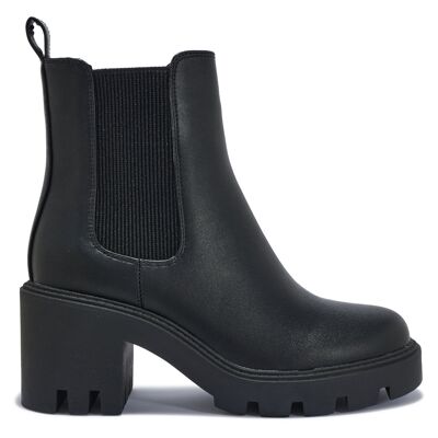 CLEATED HEEL CHELSEA BOOT - BLACK/PU/SYNTHETIC