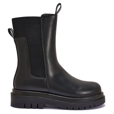 DOUBLE SOLE CHELSEA ANKLE BOOT - BLACK/PU/SYNTHETIC