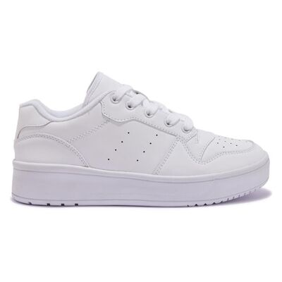 BASIC LACE UP TRAINER - WHITE/PU/SYNTHETIC